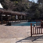オープン前の足湯テラス